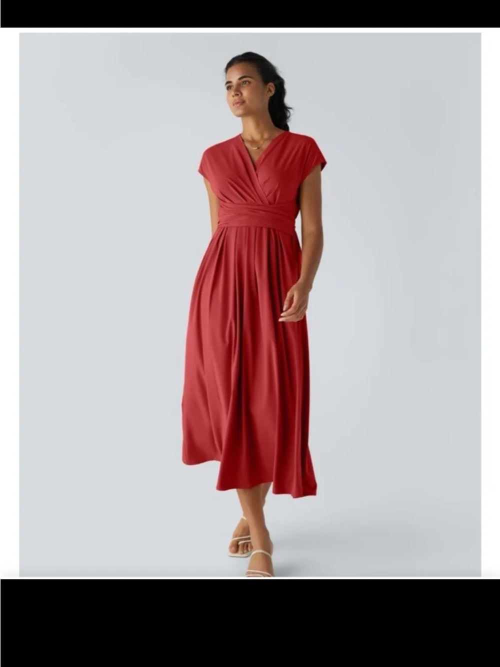 NWT Halara Breezeful V Neck Short Sleeve Pocket Tie Back Quick Dry Midi Dress XL - Picture 3 of 12